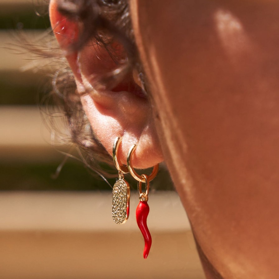 Arms of Eve Cornicello Red Single Charm Earring | Aoe Man