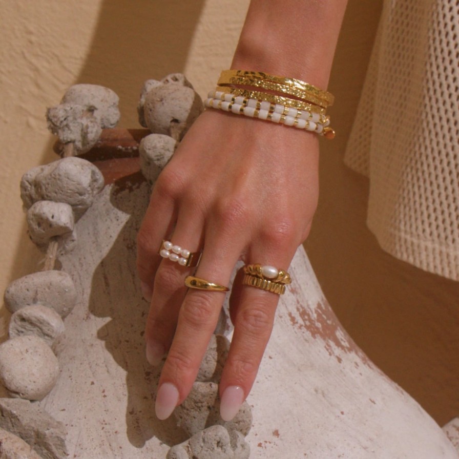 Arms of Eve Riviera Gold And Pearl Ring | Rings