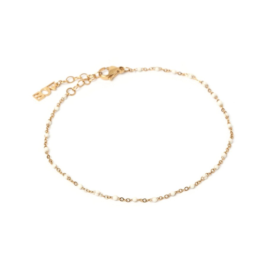 Arms of Eve Peggy Gold And Enamel Anklet - Vanilla | Anklets